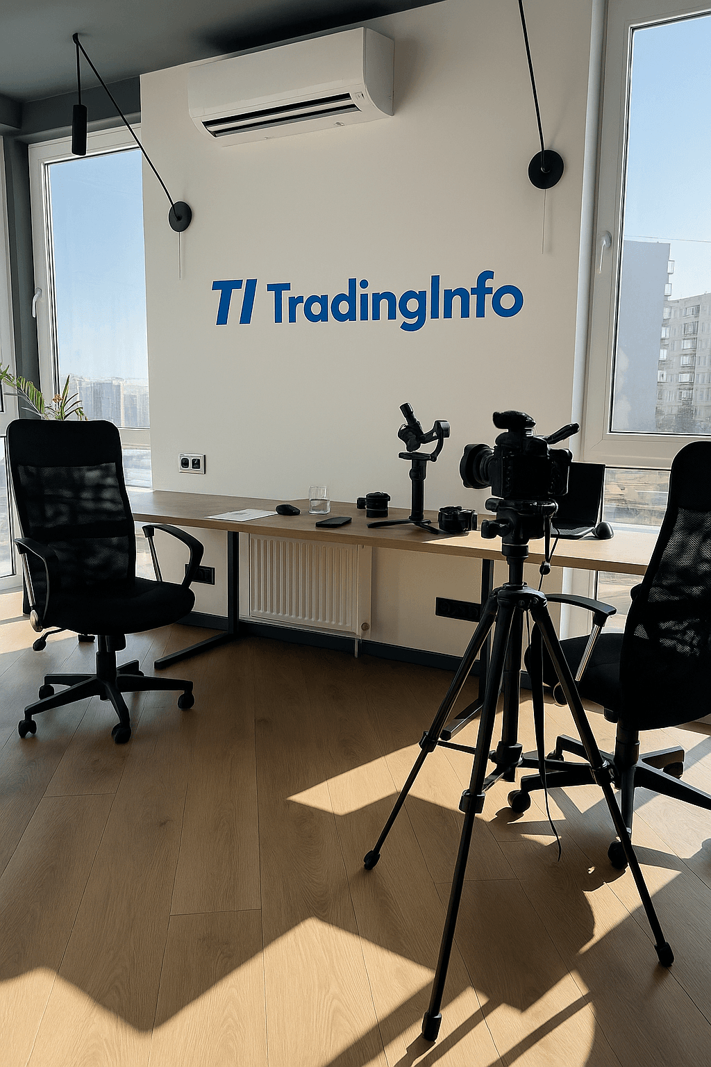 Офіс TradingInfo з логотипом на стіні